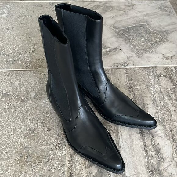By Far Otis Chelsea Boots, Black Nappa Leather, New, Size 39 - Picture 3 of 14